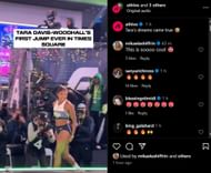Richards-Ross and Shiffrin react to Davis-Woodhall's performance; Instagram - @athlos